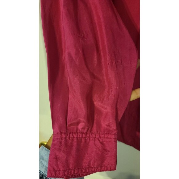 Diane Gilman Fuchsia Pink Silk Blouse Button up Medium - Picture 4 of 12